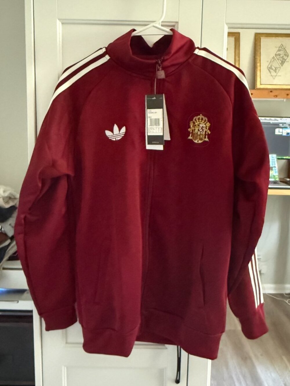 NWT adidas Spain Track Jacket Burgundy Red Full Zip Soccer España Youth M
